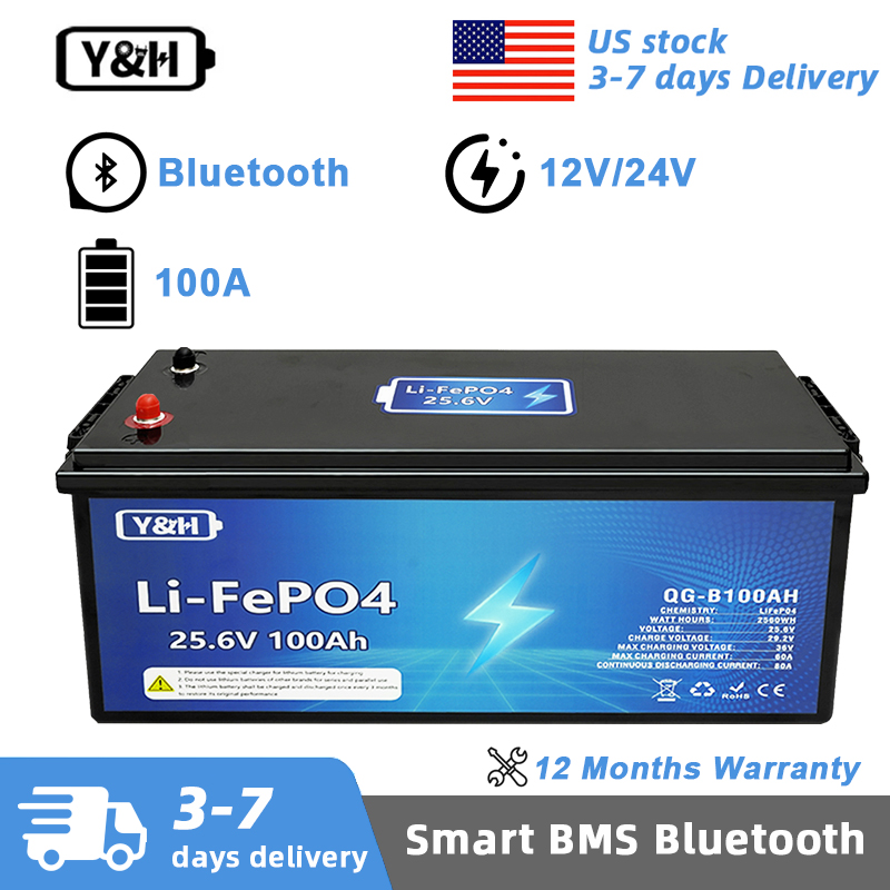 Lifepo4 12V 100Ah Bms Bluetooth - [Livraison Locale] Batterie LiFePO4 Y&H 12V