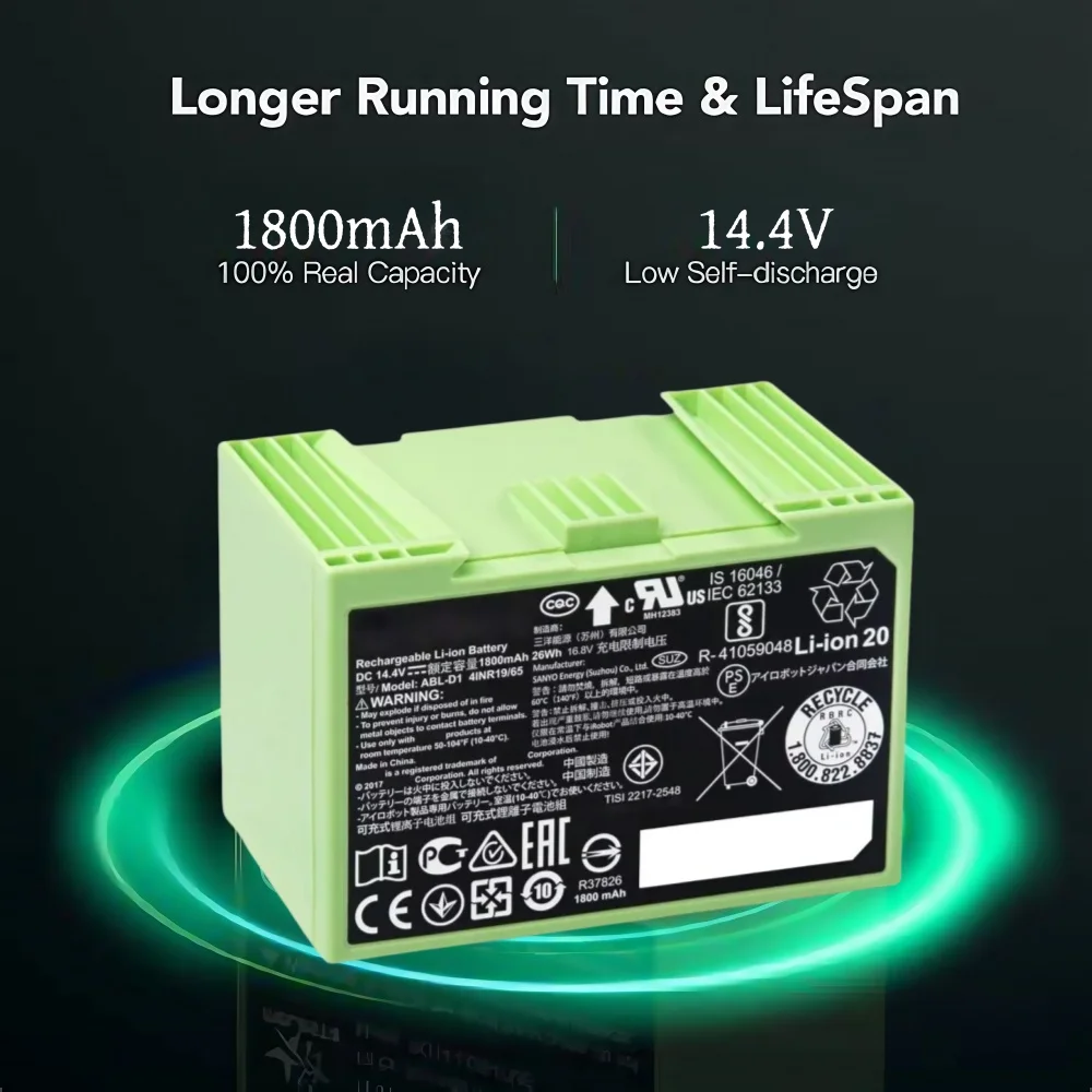 4S Lipo Battery 14.8V 6000Mah - Pour iRobot Roomba i7 batterie Rechargeable